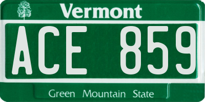 VT license plate ACE859