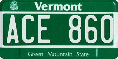 VT license plate ACE860