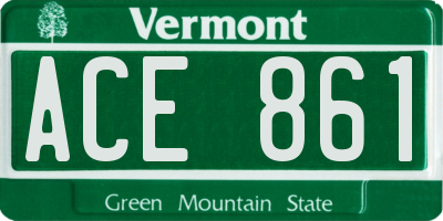 VT license plate ACE861