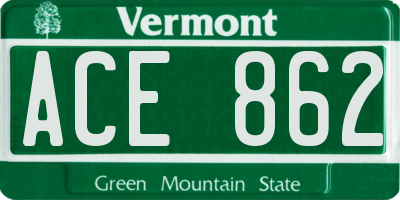 VT license plate ACE862