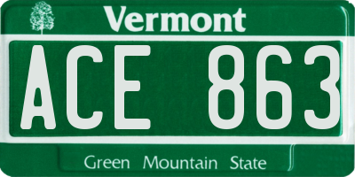 VT license plate ACE863