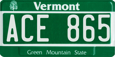 VT license plate ACE865