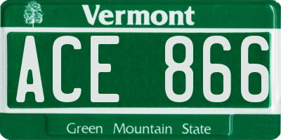 VT license plate ACE866