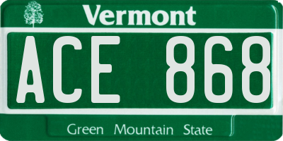 VT license plate ACE868