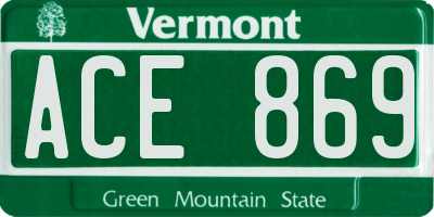 VT license plate ACE869