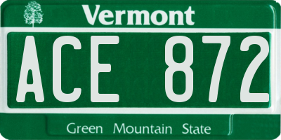 VT license plate ACE872