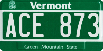 VT license plate ACE873