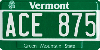 VT license plate ACE875