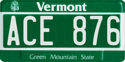 VT license plate ACE876