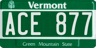 VT license plate ACE877