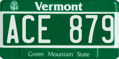 VT license plate ACE879