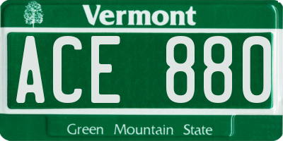 VT license plate ACE880