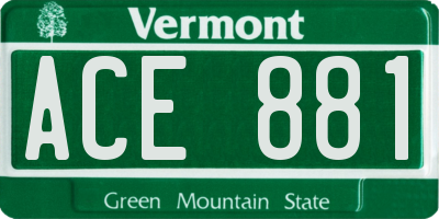 VT license plate ACE881