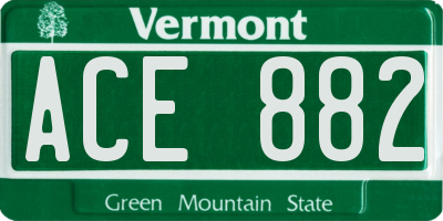 VT license plate ACE882