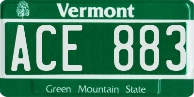 VT license plate ACE883