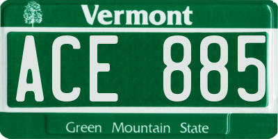 VT license plate ACE885