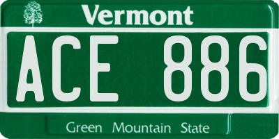 VT license plate ACE886