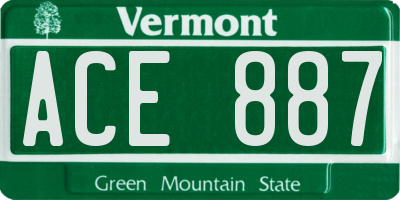 VT license plate ACE887