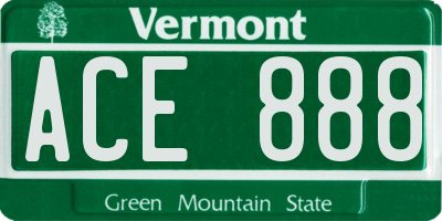 VT license plate ACE888