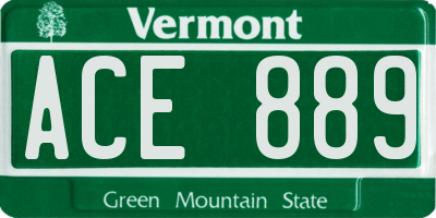 VT license plate ACE889