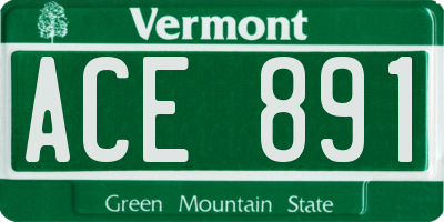 VT license plate ACE891