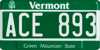 VT license plate ACE893