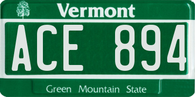 VT license plate ACE894