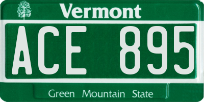 VT license plate ACE895