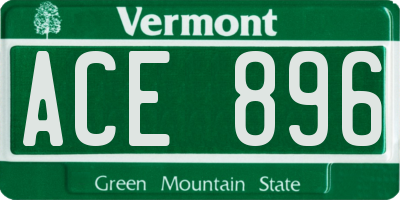 VT license plate ACE896