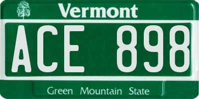 VT license plate ACE898