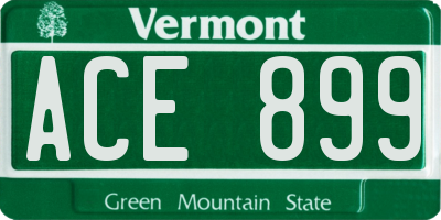 VT license plate ACE899