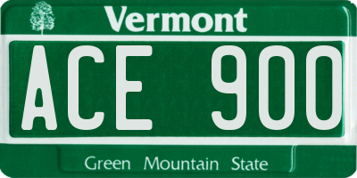 VT license plate ACE900