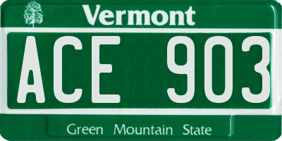 VT license plate ACE903