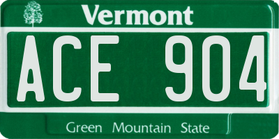 VT license plate ACE904