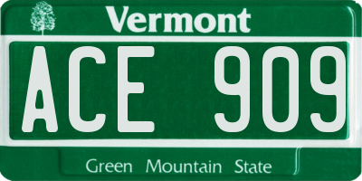 VT license plate ACE909