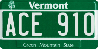 VT license plate ACE910