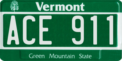 VT license plate ACE911