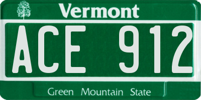 VT license plate ACE912