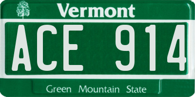 VT license plate ACE914