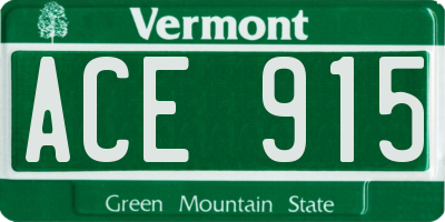 VT license plate ACE915