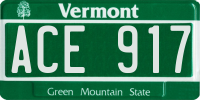 VT license plate ACE917