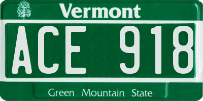 VT license plate ACE918