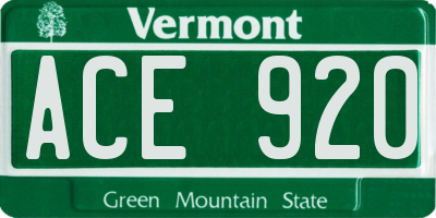 VT license plate ACE920