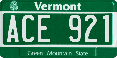 VT license plate ACE921