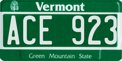 VT license plate ACE923