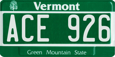 VT license plate ACE926