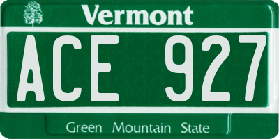 VT license plate ACE927