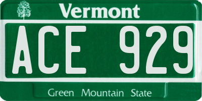 VT license plate ACE929