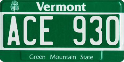 VT license plate ACE930