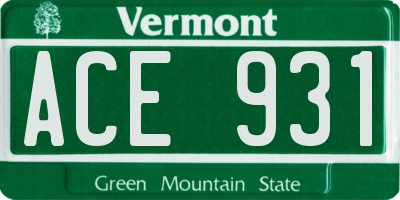 VT license plate ACE931